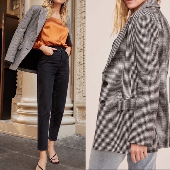 Astr Jackets & Blazers - NWOT ASTR Arlo Houndstooth Oversized Blazer Jacket Size M